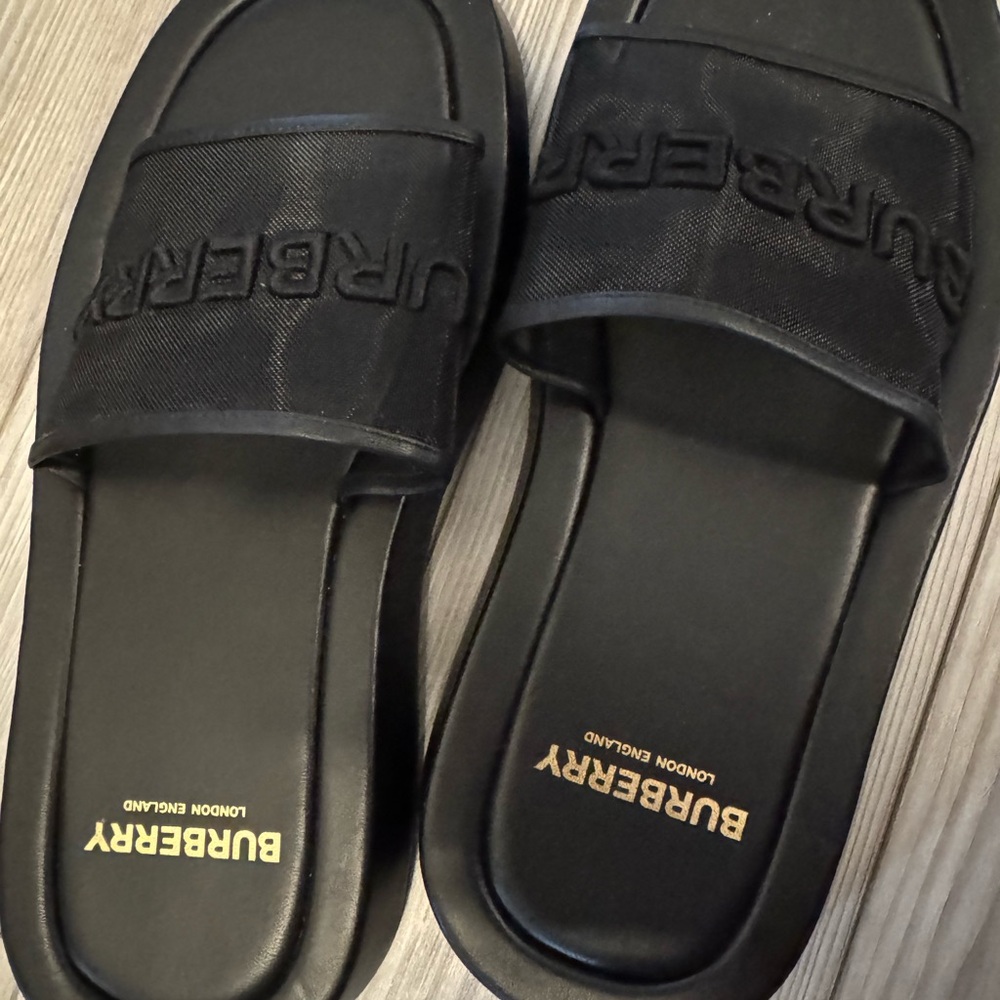 Burberry Black Logo Slide Sandals worn once